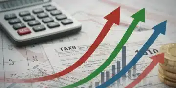 Financial chart with 2025 IRS tax form, symbolizing investment planning