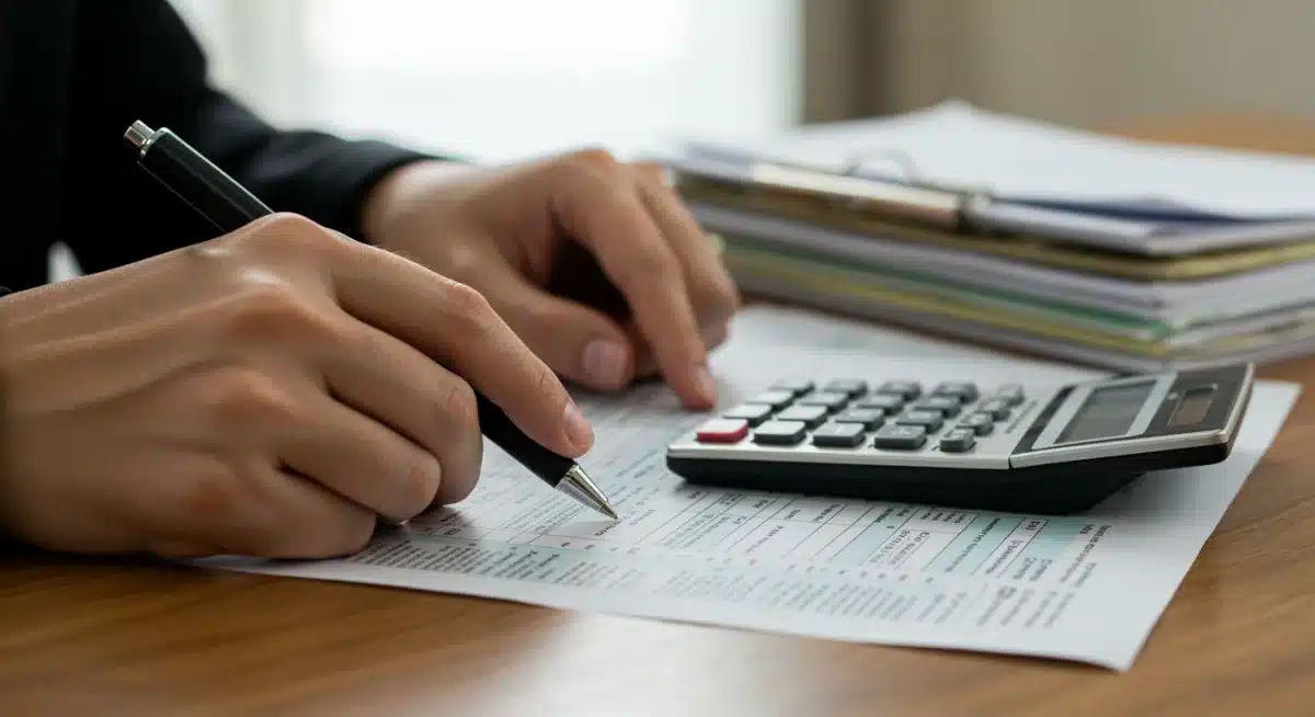Person meticulously filling out tax forms, emphasizing the importance of accurate federal child tax credit claims