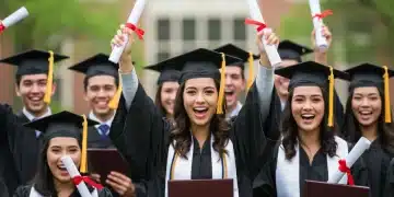 Graduates celebrating with diplomas, symbolizing financial freedom