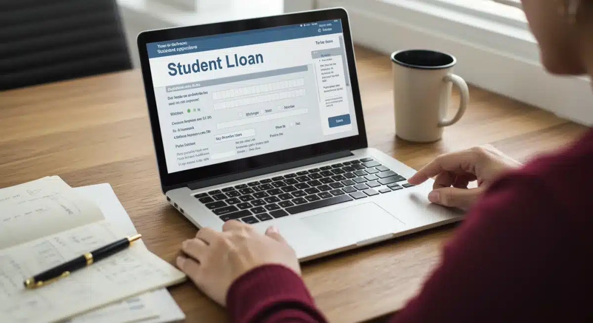 Person reviewing student loan forgiveness application on laptop