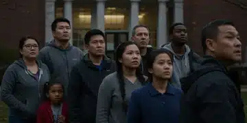 Diverse individuals seeking emergency rental assistance at a community center