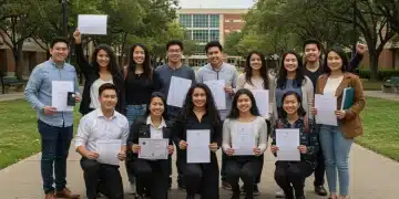Students celebrating competitive scholarship awards on a U.S. university campus