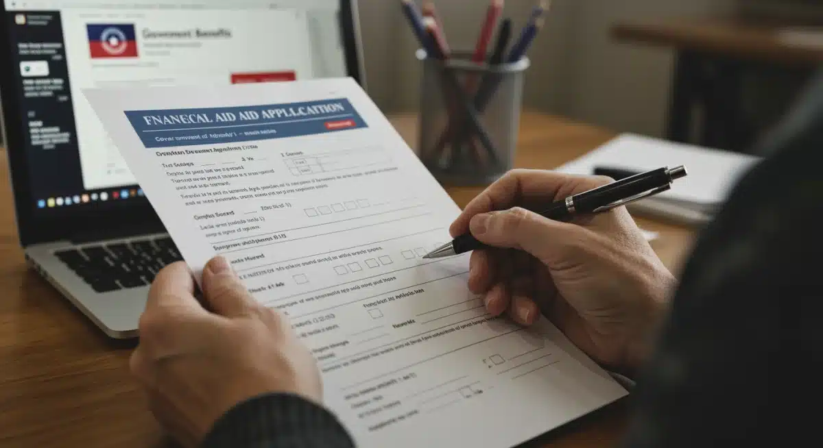 Veteran completing housing assistance application form