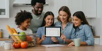 Maximize SNAP Benefits 2026: Increase Food Assistance by 15% Family budgeting for SNAP benefits with fresh groceries