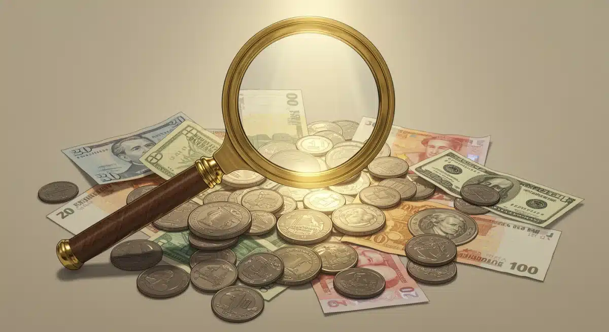 Magnifying glass over forgotten financial assets and government funds