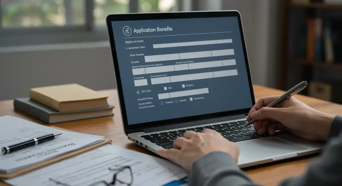 Person meticulously completing an online SNAP application form