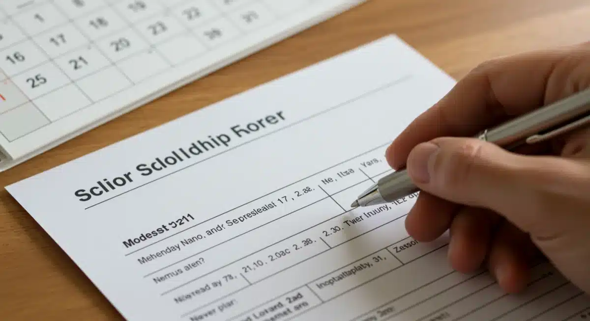 Hand highlighting scholarship application deadlines