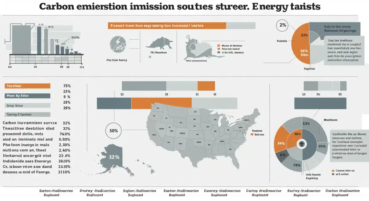 Infographic detailing US carbon emission sources and reduction targets