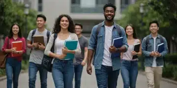 Students walking on campus, symbolizing educational opportunity and financial aid success.