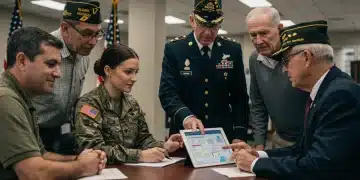 Veterans discussing new VA benefits programs with a representative in 2026