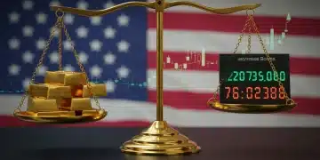Government bonds versus stocks on a financial scale, representing investment choices for US investors in 2026.