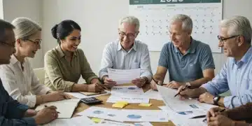 Group of seniors discussing retirement plans for 2026