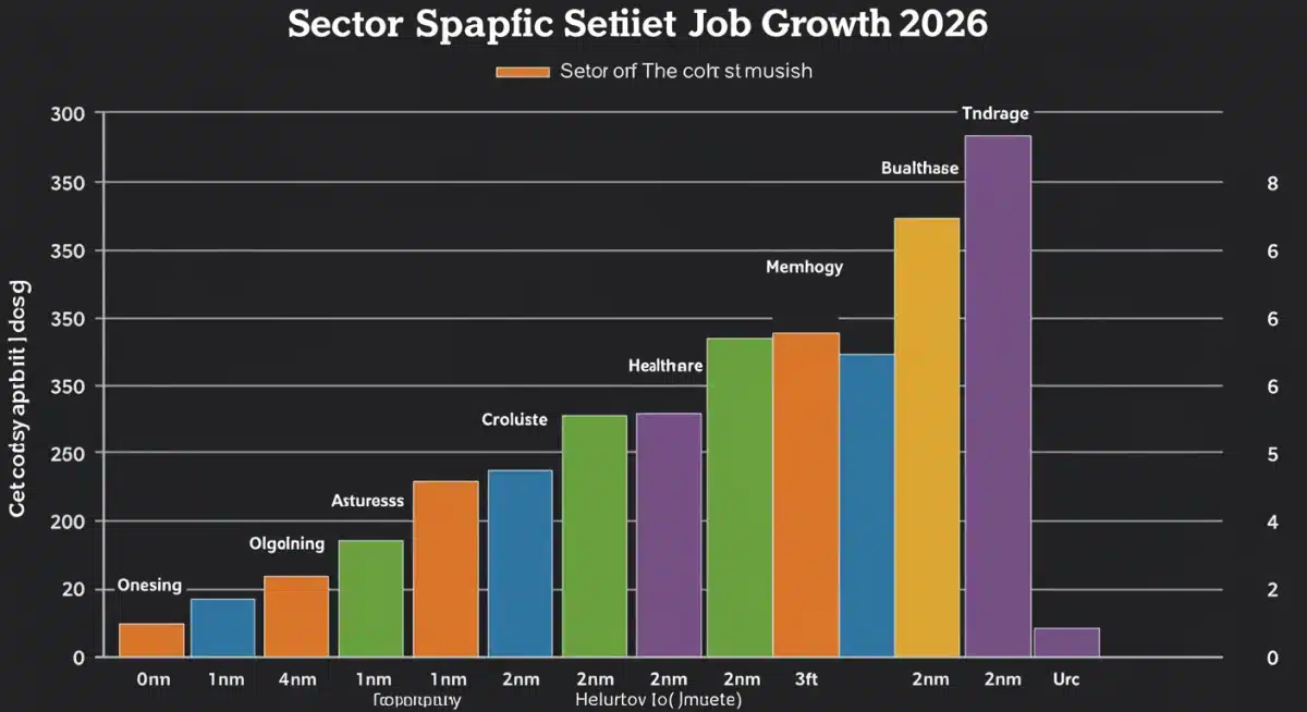Bar chart showing significant job growth in technology, healthcare, and green energy sectors in 2026.