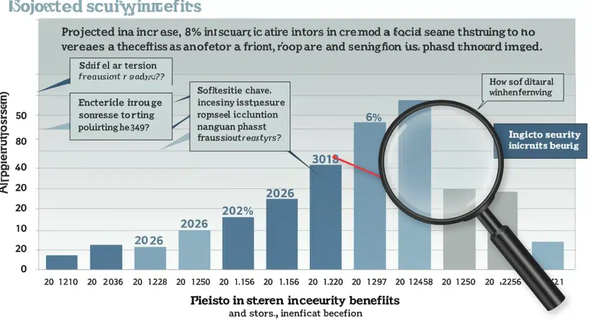 Infographic visualizing 8% Social Security benefit increase by 2026