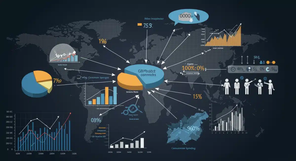 Infographic illustrating interconnected economic indicators influencing GDP growth.