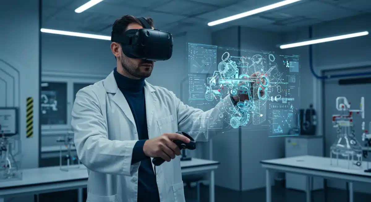 Professional using VR for immersive learning