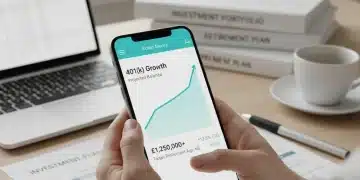 Hands using a financial app on a smartphone for 401(k) planning and growth in 2026