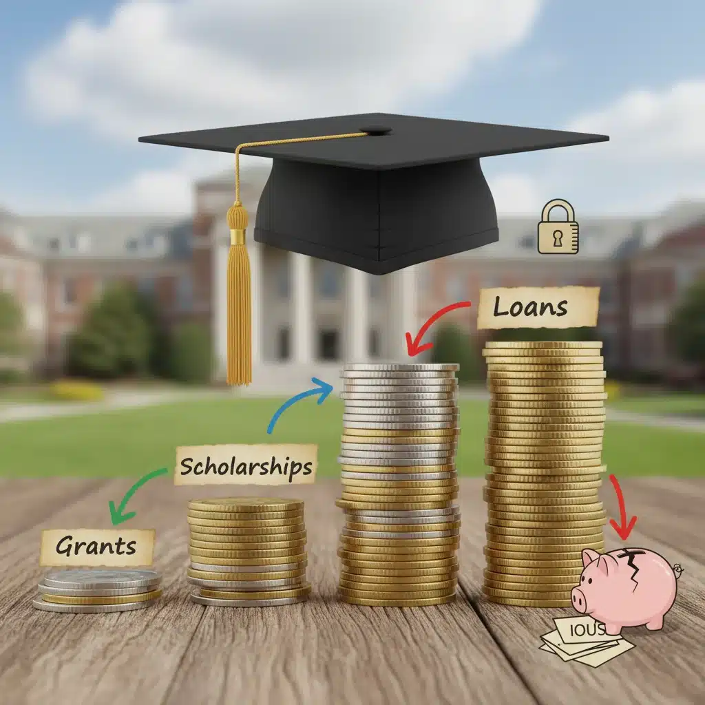 Visualizing various federal student aid options and financial support