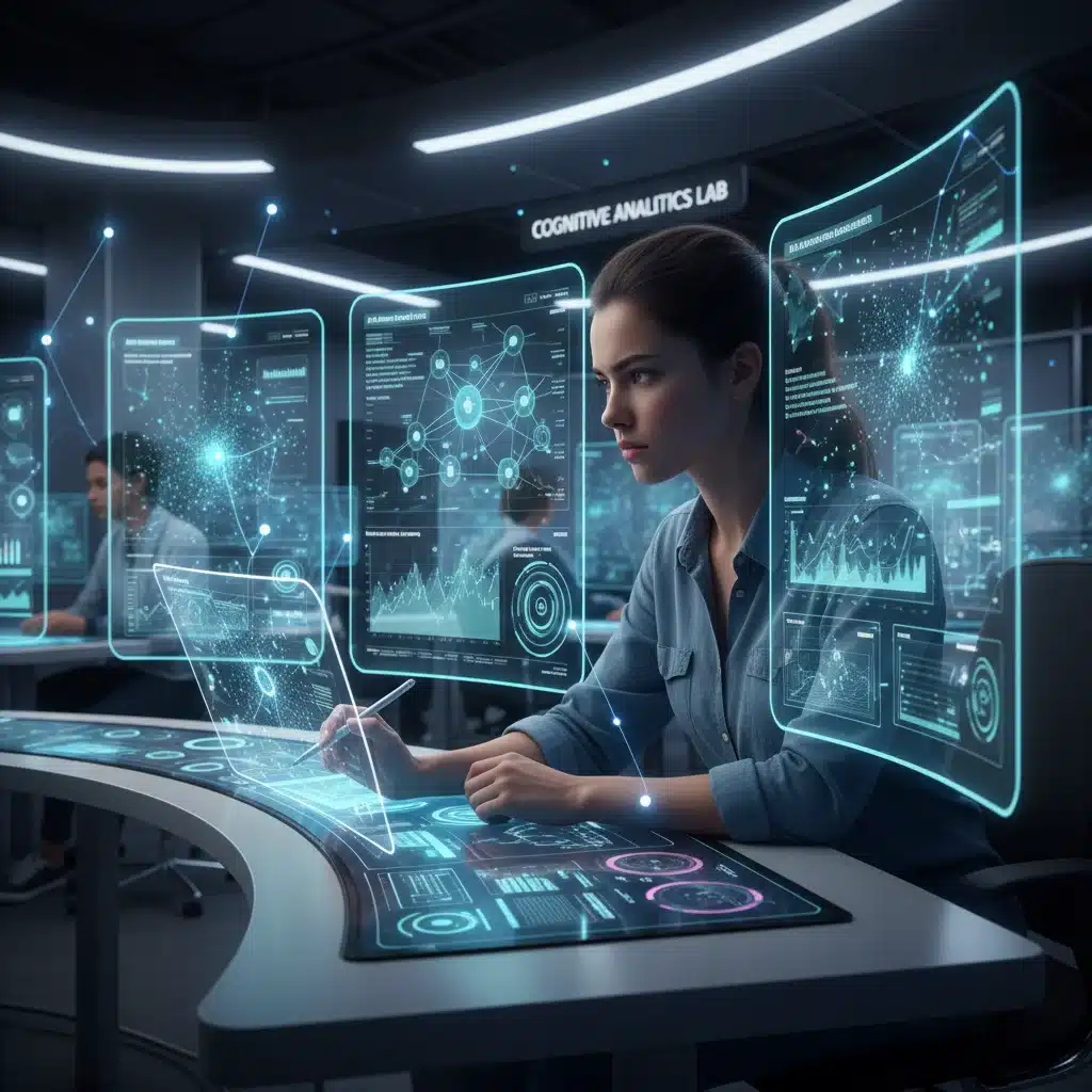 Student critically analyzing data in an AI-powered learning environment