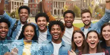 Students celebrating US university scholarship awards for 2026