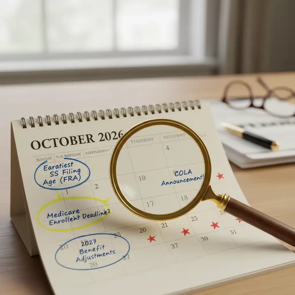 2026 calendar highlighting key Social Security dates and deadlines
