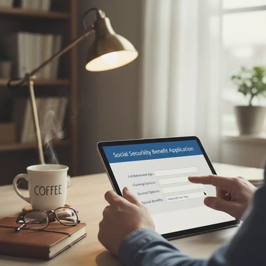 Individual carefully completing Social Security application form online