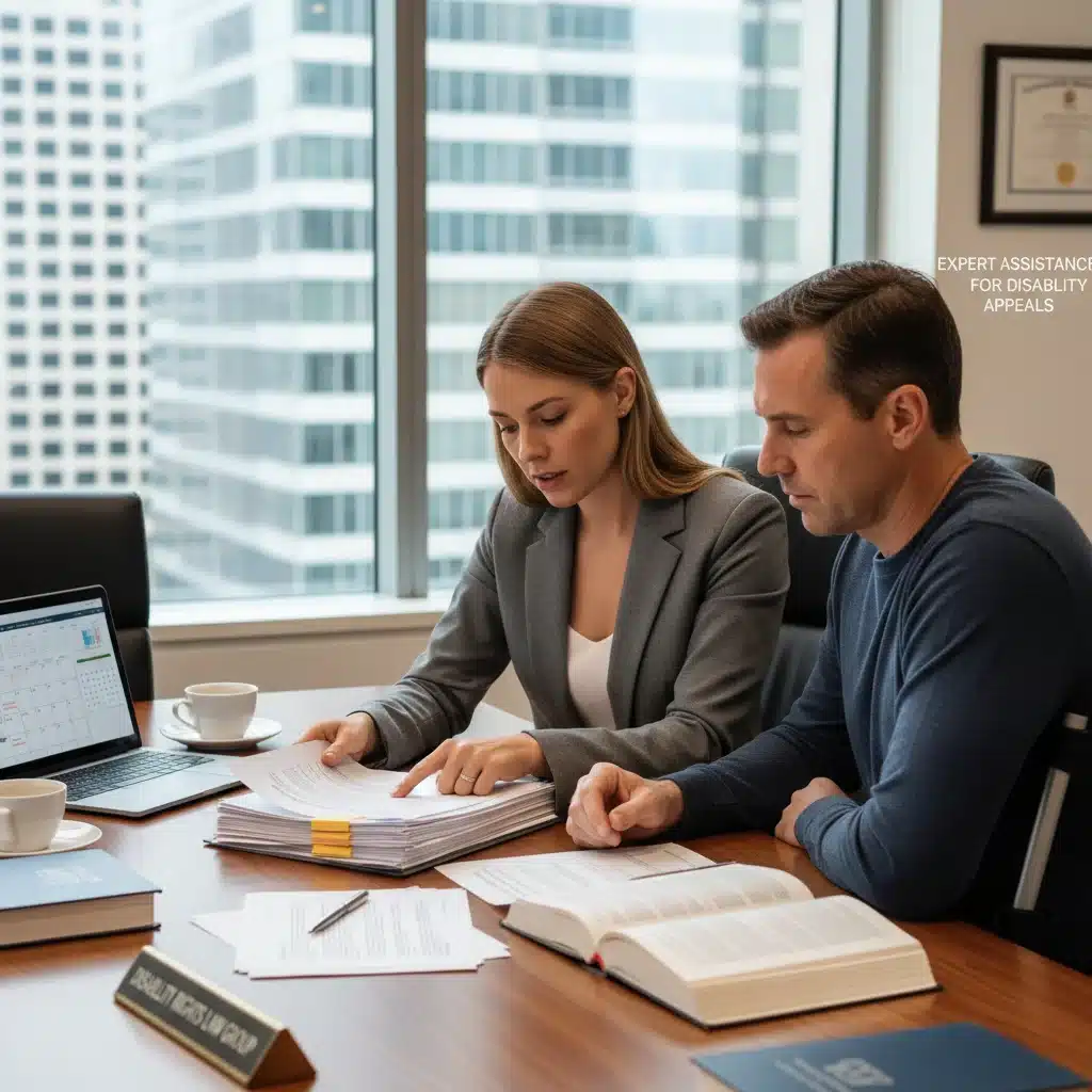 Lawyer assisting client with disability appeal documents