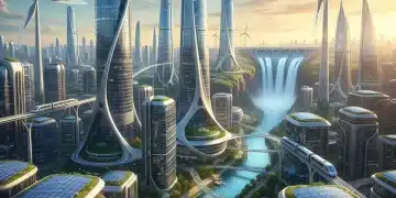 Futuristic city powered by renewable energy sources, symbolizing the Clean Energy Transition Act's goals.