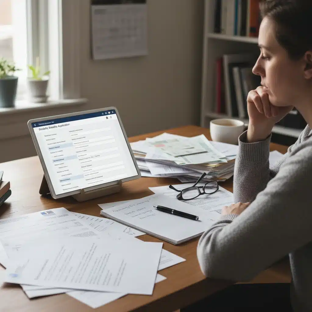 Individual completing online disability benefit application